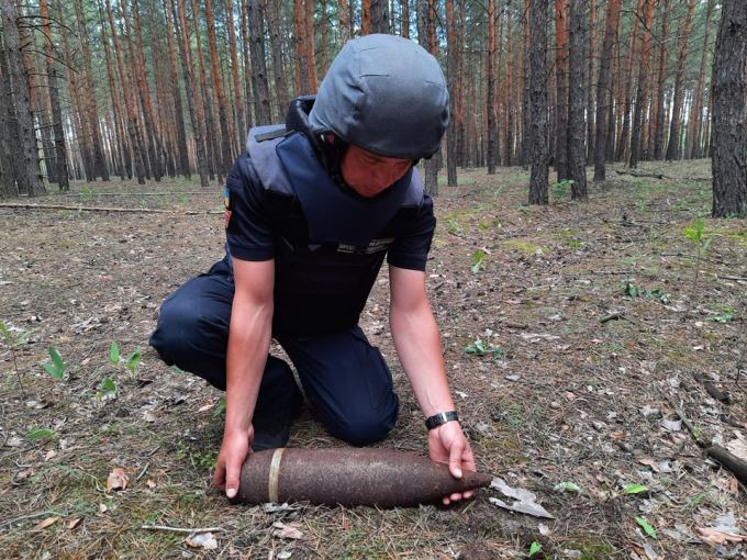 Одну минометную мину калибром 50 мм изъяли на территории базы отдыха «Дружба» в пгт Старый Салтов
