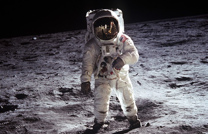 Астронавт Эдвин Олдрин на Луне 21 июля 1969 года