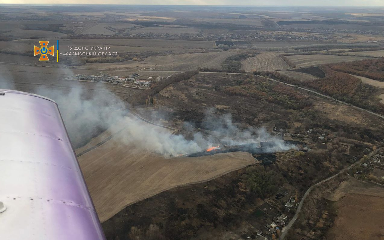 Пожар Харьков: горела пойма реки Северский Донец