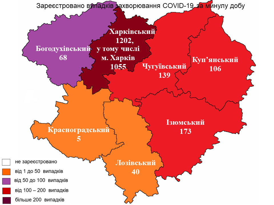 Новые случаи заражения коронавирусом лабораторно зарегистрированы в Харьковской области на 5 ноября 2021 года.