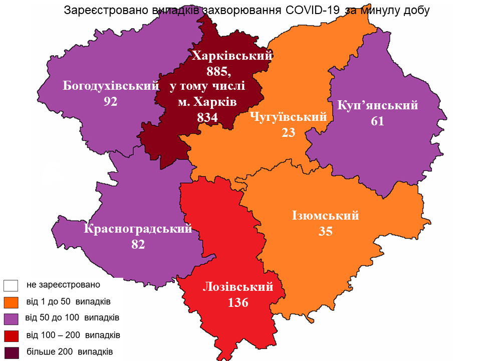 Новые случаи заражения коронавирусом лабораторно зарегистрированы в Харьковской области на 9 ноября 2021 года.