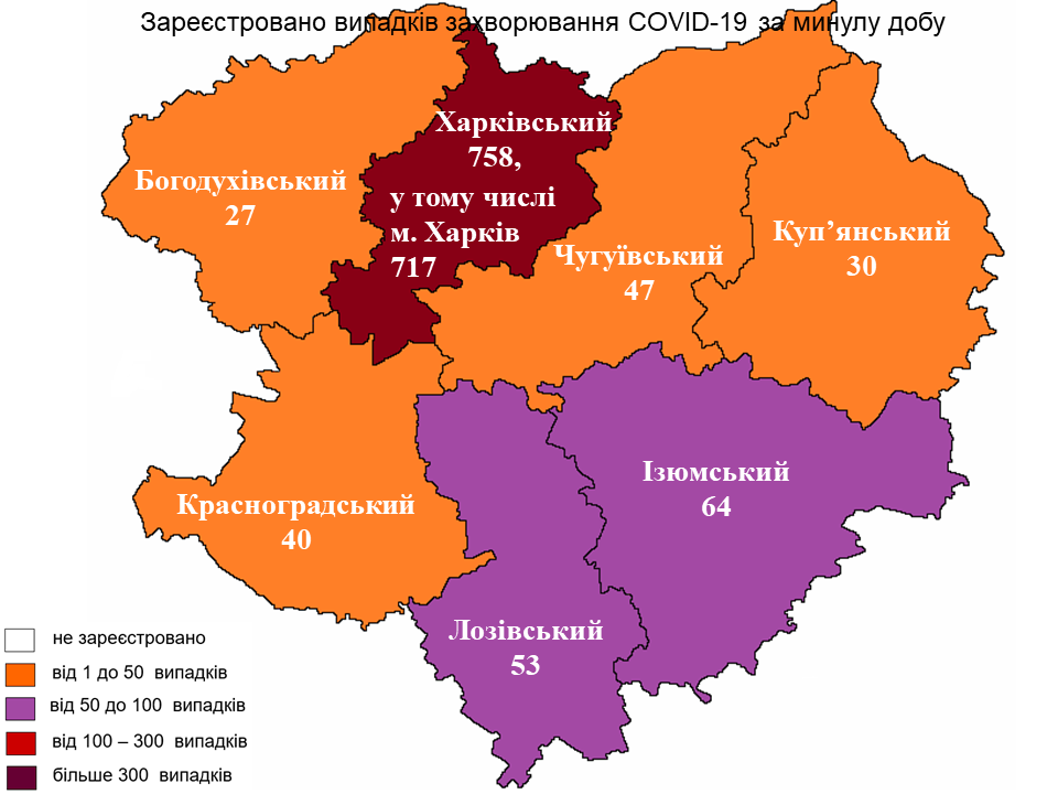 Новые случаи заражения коронавирусом лабораторно зарегистрированы в Харьковской области на 24 января 2022 года.