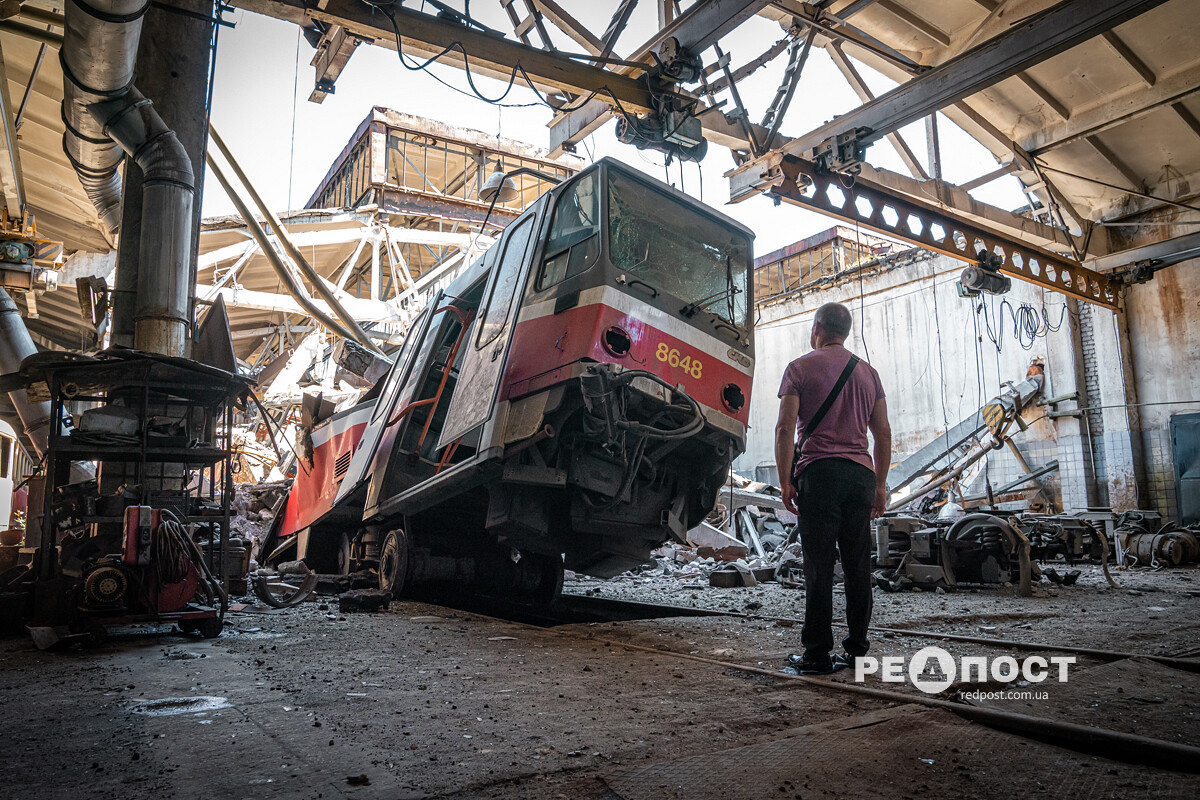 Уничтоженное россиянами Салтовское трамвайное депо в Харькове