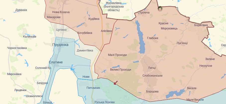 Карта ведения боевых действий в Харьковской области