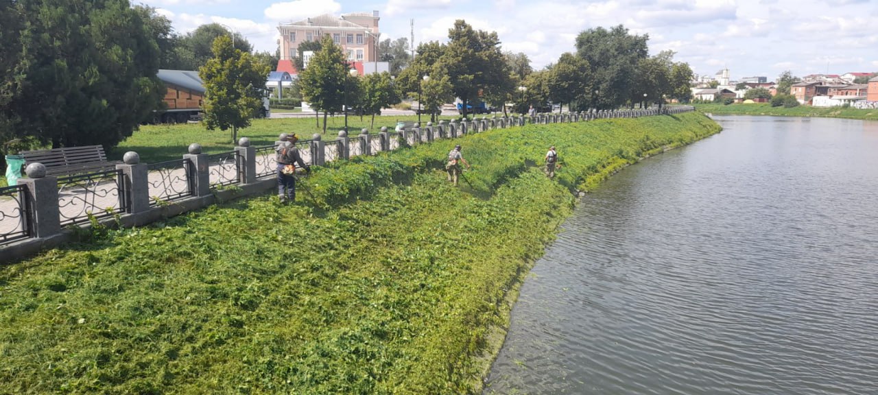 Прибирали берега річки у центрі Харкова комунальники