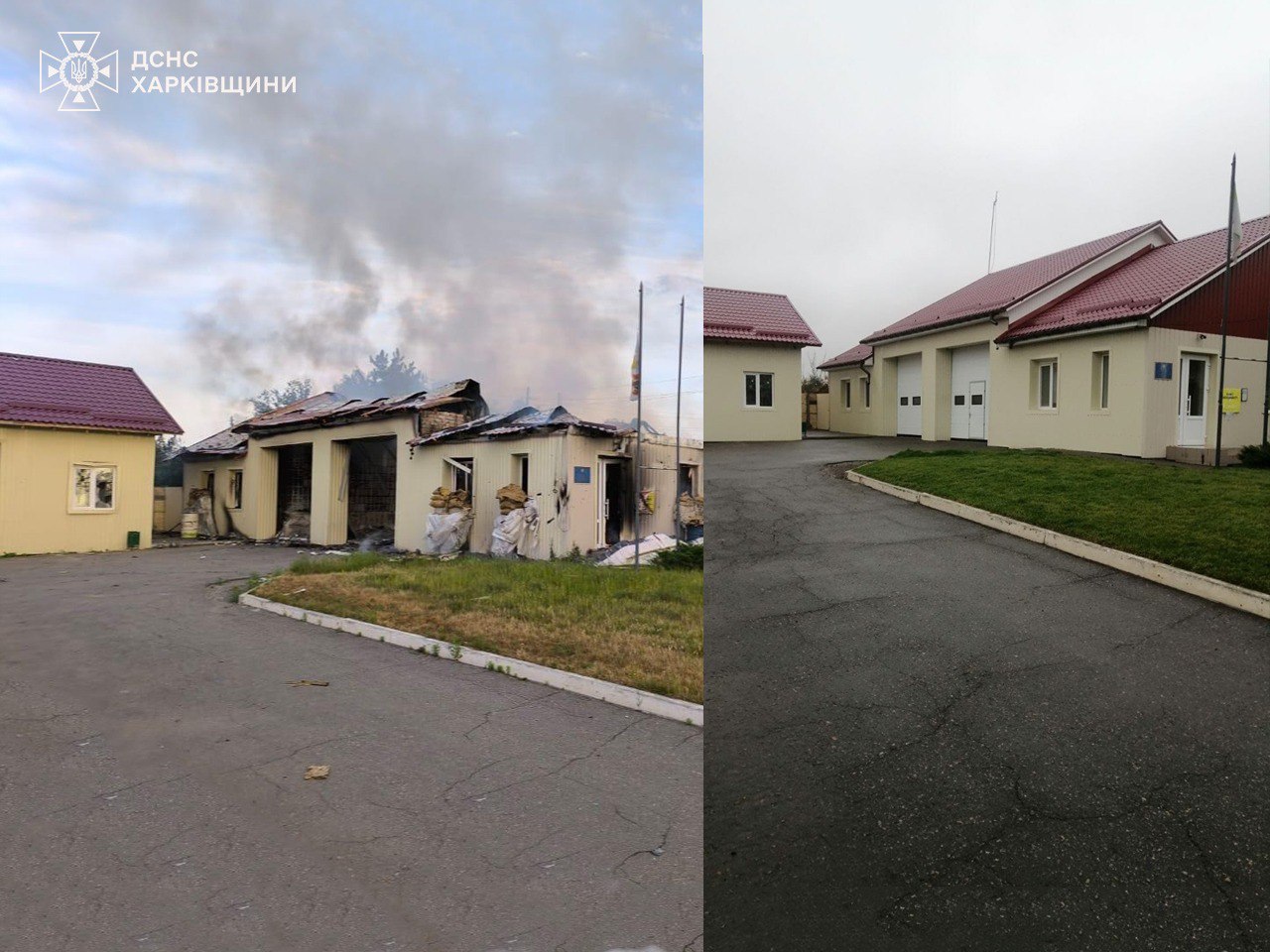 Будівлю пожежного депо у прифронтовому селі Липці Харківської області пошкоджено  у результаті нічного обстрілу 