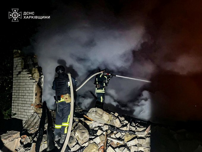 пожежі на Харківщині внаслідок нічної атаки дронів