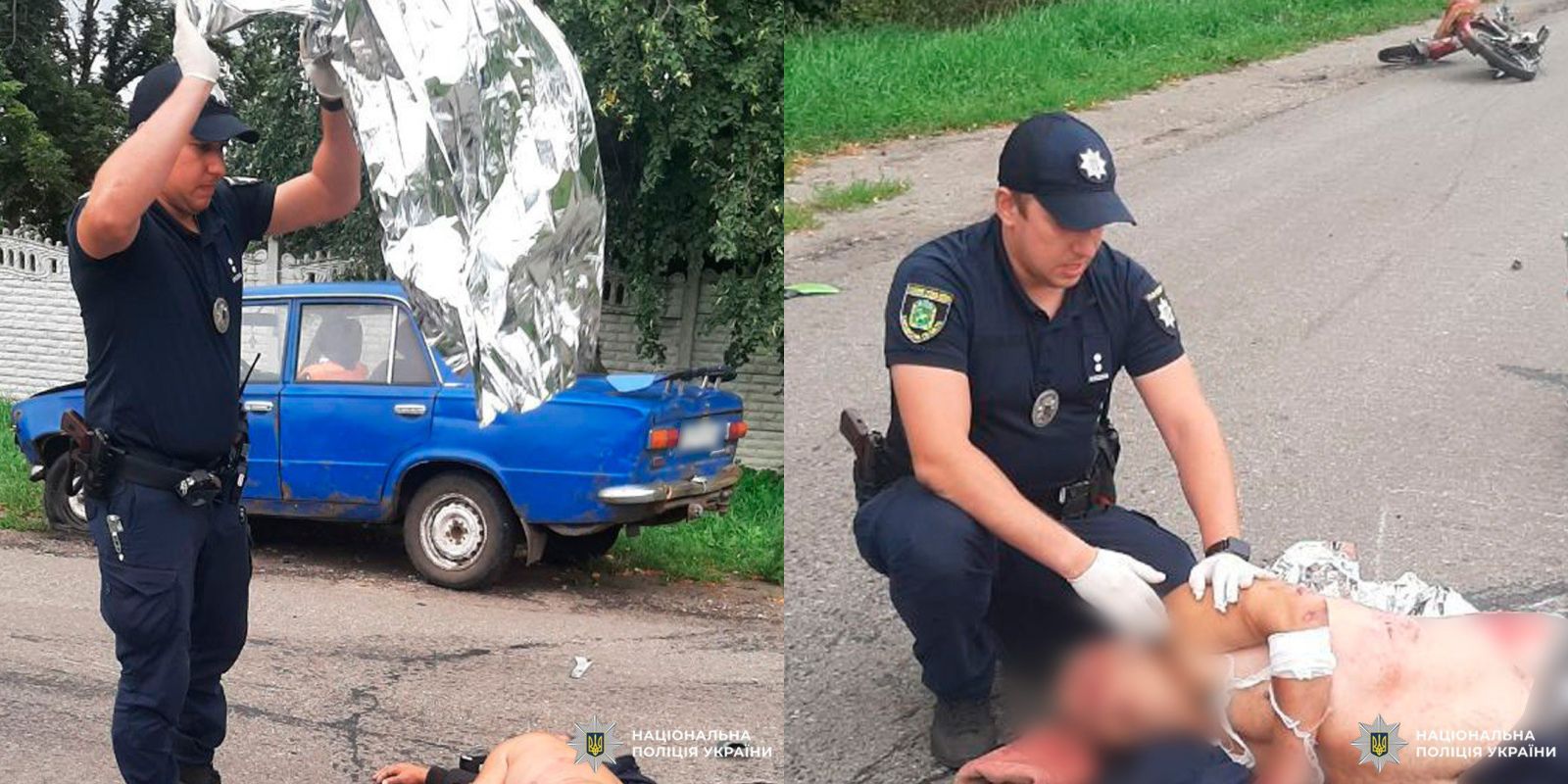 На Харківщині зіткнулися мопед та мотоцикл: постраждалим допоміг полцейський