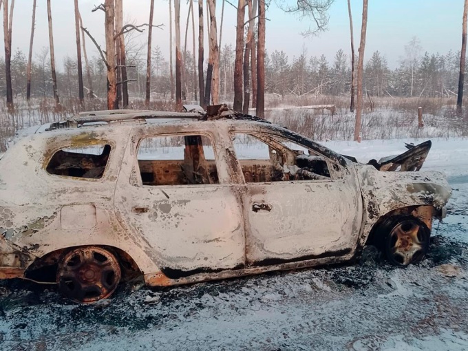 Ворожий дрон знищив поліцейську автівку під час евакуації на Харківщині