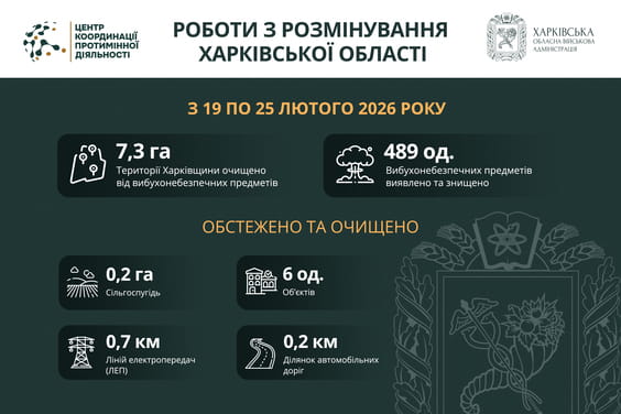 У Харківській області за тиждень виявили та знищили майже 500 вибухонебезпечних предметів