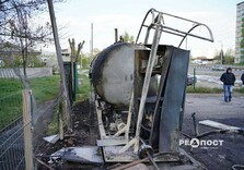 Кадри однієї із зруйнованих АЗС у Харкові після атаки безпілотників (фото)