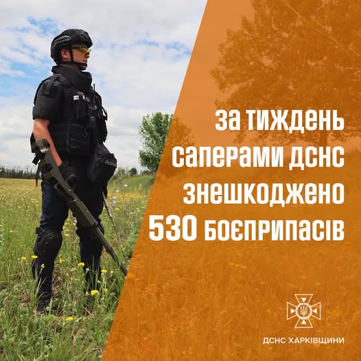 Сапери ДСНС за тиждень очистили Харківщину від 530 боєприпасів